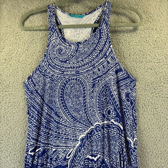 Tori Richard Honolulu Maxi Dress Small Blue Paisley Beachy Coastal Racerback - Picture 2 of 12